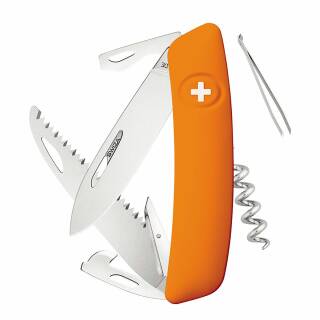 Swiza D05 Taschenmesser in orange mit 12 Funktionen wie 7,5 cm Klinge, Säge uvm.