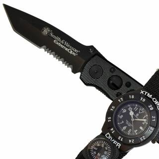 Smith & Wesson Extreme OPS Combo - Einhandmesser und Armbanduhr in Geschenkbox