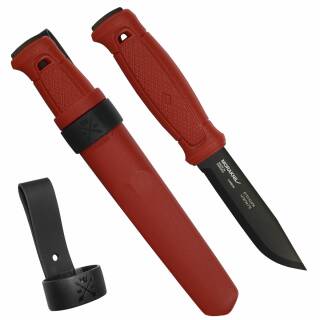 Morakniv Garberg Black Blade in der Dala Red Edition mit Polymerscheide und Lederschlaufe