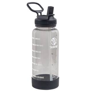 Takeya Tritan Motivational Straw Bottle Trinkhalmverschluss, 950ml, Stormy Black