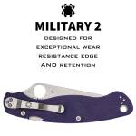 Spyderco Military 2 Dark Blue Plain mit CPM S110V Stahl...