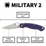 Spyderco Military 2 Dark Blue Plain mit CPM S110V Stahl und G-10 Griffschalen