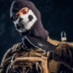 UZI Neck Knife mit Edelstahlklinge, G10 Griff, Kydexscheide mit Kugelkette, BLK