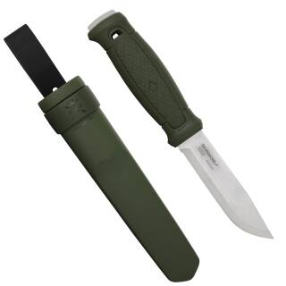 Morakniv Garberg in grün mit Edelstahlklinge, Polymerscheide und Lederschlaufe