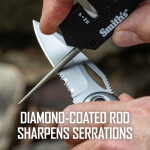 Smith´s Sharpener Pocket-Pal G10, Messerschärfer mit Diamantstab, schwarz
