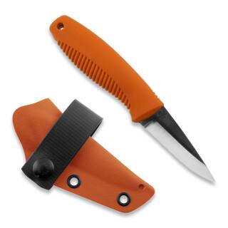Peltonen Knives M23 Ranger Cub, 80CrV2-Klinge, Kydexscheide, TPE-Griff, orange