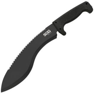 SOG SOGFARI Kukri Machete mit 12" Edelstahlklinge mit Sägerücken, Kraton-Griff