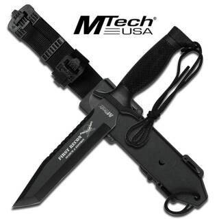 MTech First Recon Messer mit 440er Tanto Klinge mit Sägezahnung und Scheide