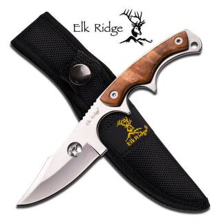 Elk Ridge Upswept Hunter Jagdmesser mit Edelstahlklinge und Wurzelholzgriff