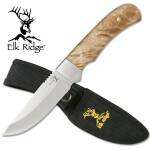 Elk Ridge Small Hunter, polierte Edelstahlklinge, Wurzelholzgriff, ER107