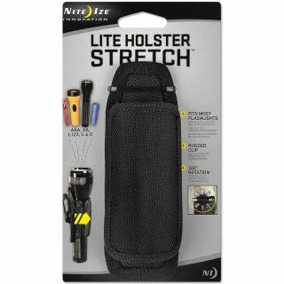 Nite Ize Stretch flexibles Taschenlampen-Nylonholster mit drehbarem Gürtelclip