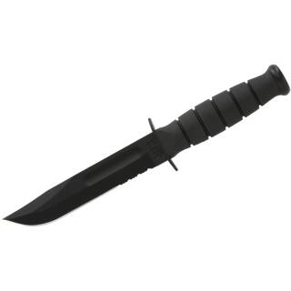 KA-BAR Short Black Serrated Edge, Klinge aus 1095 Cro-Van Stahl, Scheide