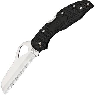 Spyderco Byrd Meadowlark2, Edelstahlklinge mit Sägezahnung und schwarzen Griff
