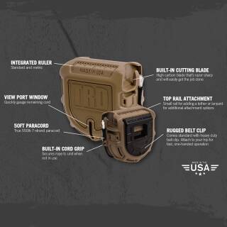 Atwood Rope Tactical Rope Dispenser, 15 Meter 7-Stang Paracord in OD green