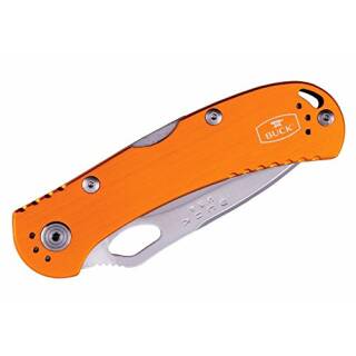 Buck SpitFire Einhandmesser mit rostfreier Klinge und orangen Alu-Griffschalen