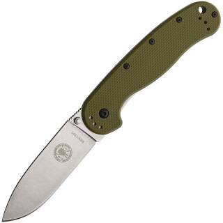 BRK Designed by ESEE Avispa, D2 Stahl-Klinge mit Stonewash-Finish, grüner Griff