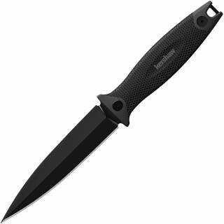 Kershaw Secret Agent schwarzes Stiefelmesser mit Gummigriff und Kydexscheide