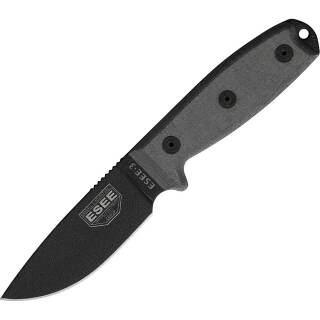 ESEE Model 3, Messer mit 1095HC Klinge, grauer Micarta Griff und Scheide
