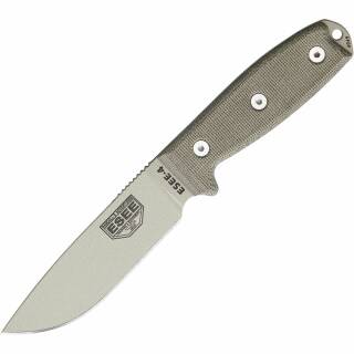 ESEE Model 4, Messer mit 1095HC Klinge, heller Micarta Griff, Scheide + Clip