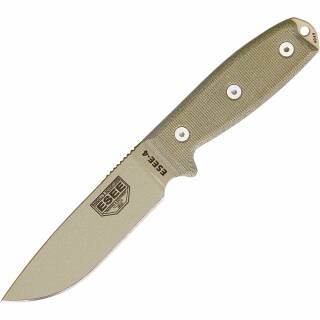 ESEE Model 4 Messer mit 1095HC Klinge, tan farbener Micartagriff, Scheide + Clip