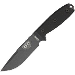 ESEE Model 4 Tactical, Messer mit 1095HC Klinge, schwarzer Griff, Scheide+ Clip