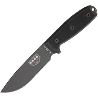 ESEE Model 4, Messer mit 1095HC Klinge, Micarta Griff in schwarz, Scheide + Clip