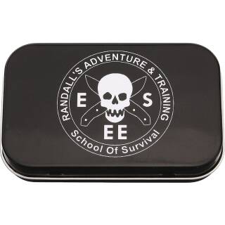 ESEE Kit Tin schwarze Metallbox für Survival Kit mit Randalls Adventure Druck