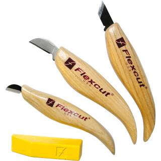 Flexcut Schnitzmesser Set 3- teilg für Holz mit ergonomischen Griff