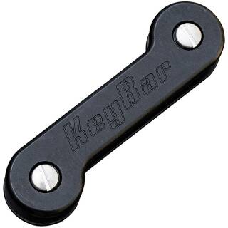KeyBar Schlüsselorganizer aus schwarzem Aluminium, bis zu 12 Schlüssel, mit Clip