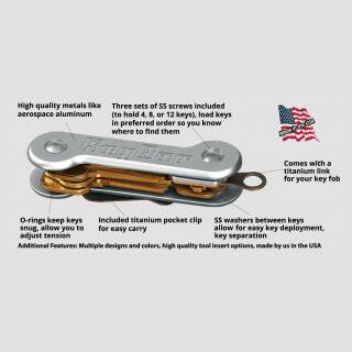 KeyBar Schlsselorganizer aus Aluminium plus Taschenclip, bis zu 12 Schlssel