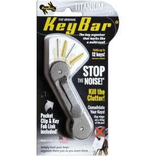 KeyBar Schlüsselorganizer aus Titanium mit Taschenclip, bis zu 12 Schlüssel