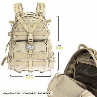 Maxpedition Condor II Backpack 23L Rucksack mit Fach für Trinkblase, schwarz