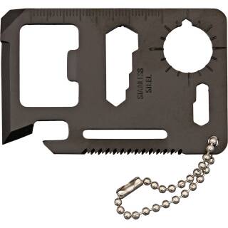 Multitool-Card 7,0 x 4,4 cm mit 8 Funktionen, Edelstahl in schwarz