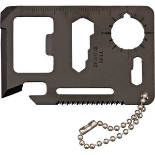 MILA SPORTs Multitool-Card 7,0 x 4,4 cm mit 8 Funktionen, Edelstahl in schwarz