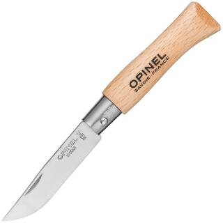 Opinel No 4 Taschenmesser mit 5,1 cm INOX Edelstahlklinge und Buchenholzgriff