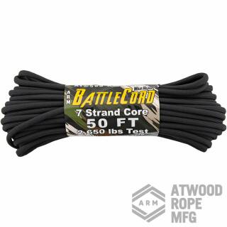 Atwood Rope MFG - ARM BattleCord Paracord-Schnur, schwarz, 15,24 Meter, 6 mm