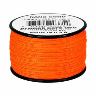 Atwood Rope MFG Nano Cord Premium Nylon Schnur in neonorange, 90 Meter, 0,75 mm