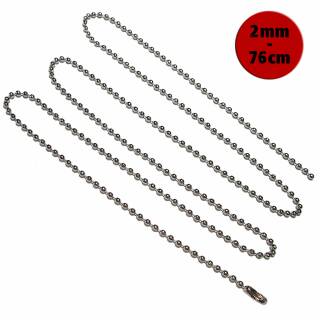 Halskette, Neck Chain, Kugelkette aus Edelstahl, 2 mm, 76 cm lang