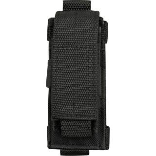 Schwarze Nylontasche mit Klettverschluss für Messer, Taschenlampe, Multitool