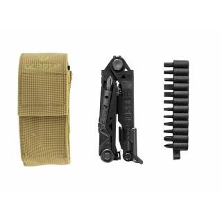 Gerber Multitool Center Drive Black mit Bit-Set, Gürteletui in tan