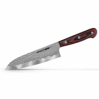 Samura KAIJU Santoku Küchen-Messer, 18 cm Edelstahlklinge mit Holzgriff