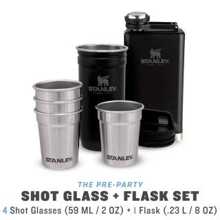 Stanley Adventure Shot Glass & Flask Set aus 18/8 Edelstahl, 236ml, schwarz