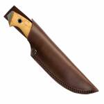 Helle Utvaer 600 mit Full Tang Klinge aus 12C27 Stahl, Maserbirkegriff, Ledersch