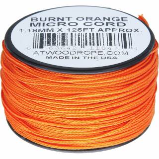 Atwood Rope MFG - Micro Cord Hightech-Schnur in burnt orange, 1,18 mm, 38 Meter