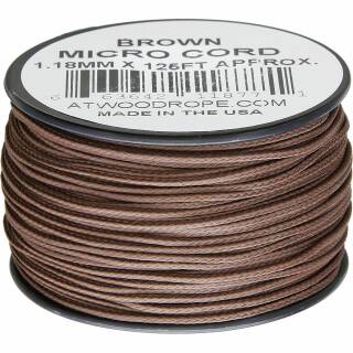 Atwood Rope MFG - Micro Cord Hightech-Schnur in braun, 1,18 mm, 38 Meter