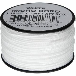 Atwood Rope MFG - Micro Cord Hightech-Schnur in weiß, 1,18 mm, 38 Meter