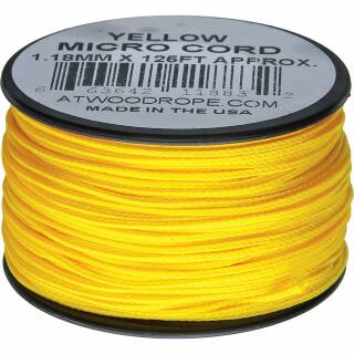 Atwood Rope MFG - Micro Cord Hightech-Schnur in gelb, 1,18 mm, 38 Meter