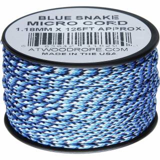 Atwood Rope MFG - Micro Cord Hightech-Schnur in blue snake, 1,18 mm, 38 Meter