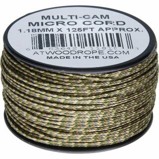 Atwood Rope MFG - Micro Cord Hightech-Schnur in multi-cam, 1,18 mm, 38 Meter