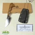 QSP Neckmuk, Neck Knife mit D2 Klingenstahl, FullTang, braune G10 Griffschalen